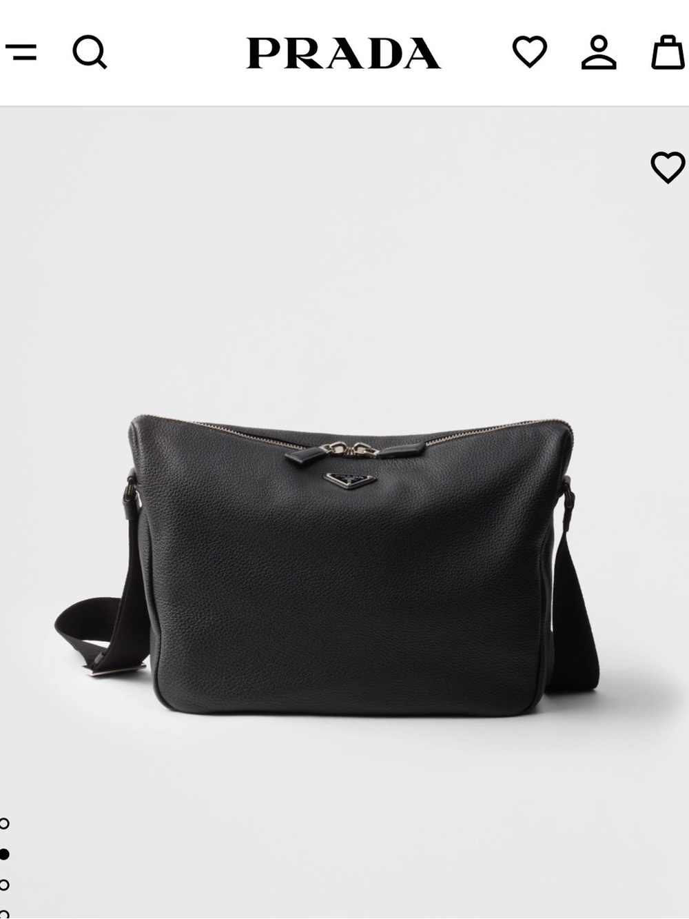 Prada Black Pebbled Leather Crossbody Pouch